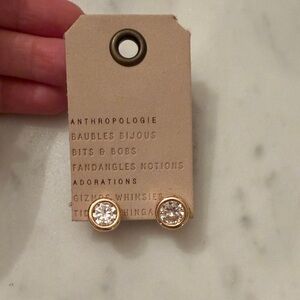 NWT Anthropologie Gold Crystal Stud Earrings